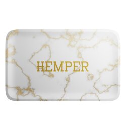 HEMPER Luxe White/Gold Marble Rolling Tray – Medium